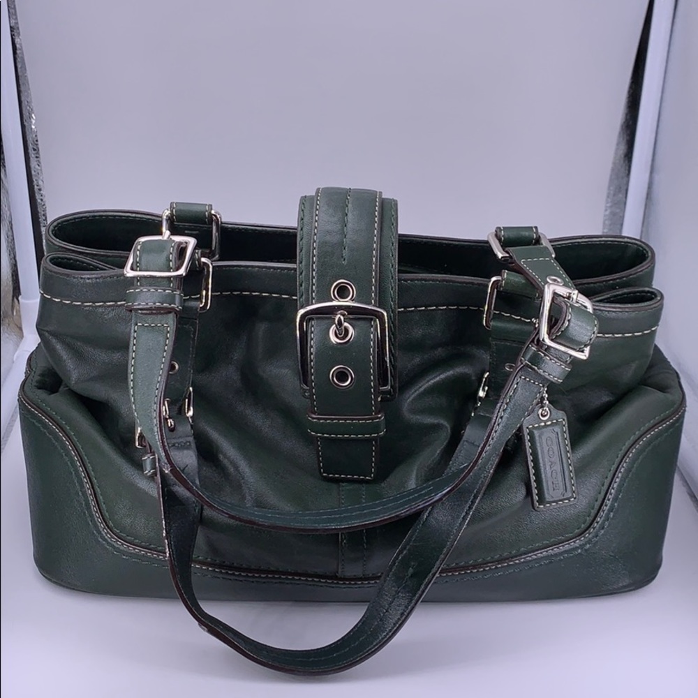 Coach Satchel Purse Bag - Dark Green